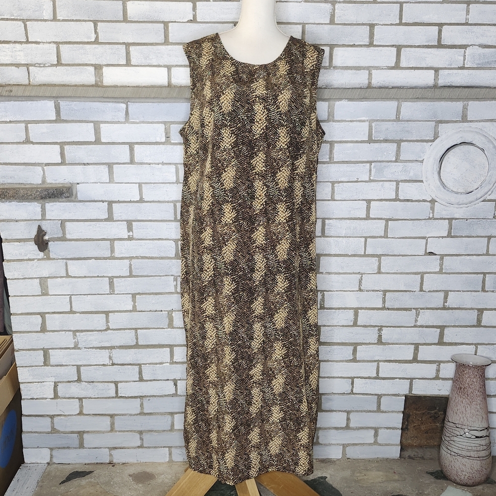•Vintage MPH Collection Dress Women's Size 2X 90s Animal Print Midi Length Shift - Picture 2 of 10